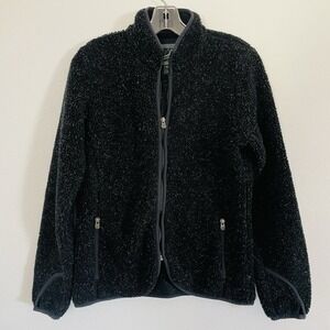 Woolrich Womens Onyx Heather‎ Sherpa Fleece Full Zip Jacket 15229 Black Small
